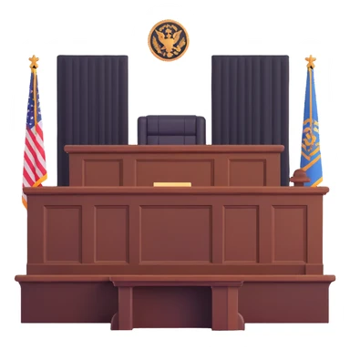 Courtroom with judge bench sticker