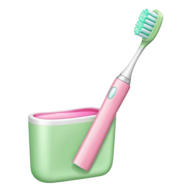 light green and pink toothbrush and floral toothpaste sticker