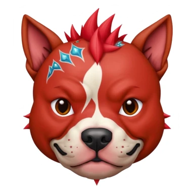 very tattoed face pitbull dog with red spiky hair sticker