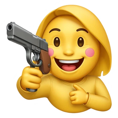 Laughing emoji with gun facing it  sticker