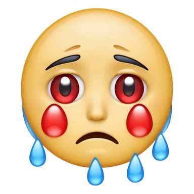 Emoji sad crying with red eyes sticker