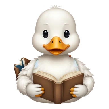 white duck holding book sticker