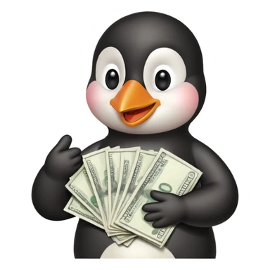 pingu and money sticker