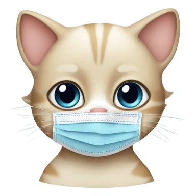 baby cat with covid mask sticker