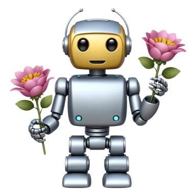 robot with flowers  sticker