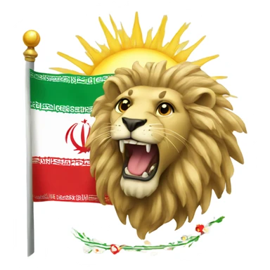 Iran flag lion and sun sticker