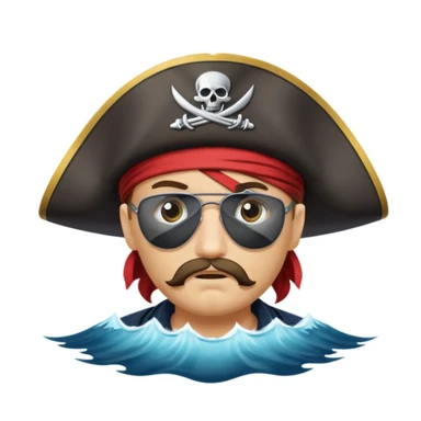 pirate with eye sailing a ship in strom sea background sticker