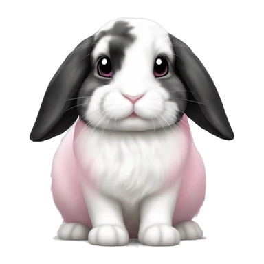 Black white and pink spot holland lop rabbit sticker