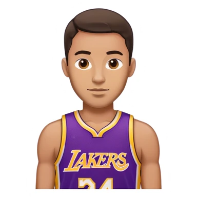 Adam with lakers jersey sticker