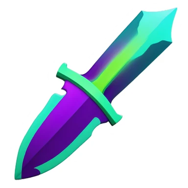 45° angle Aurora borealis purple teal lime green dagger knife sword sticker