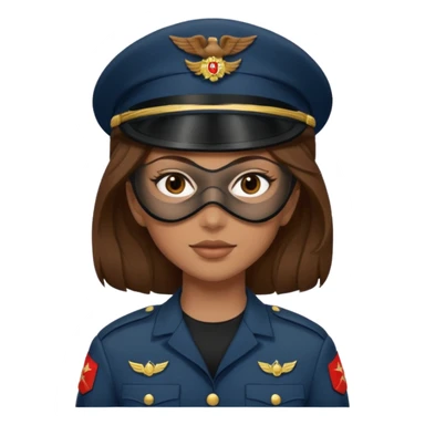 woman soldier with brown hair and wearing mask sticker