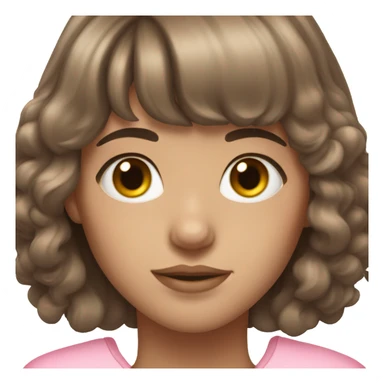 Woman 22 years old, Brown hair with bangs and light Eyes - Girly Pink aesthetic sticker