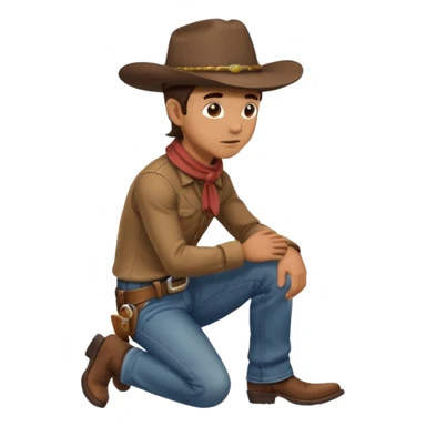 side profile of cowboy leaning on knees sticker