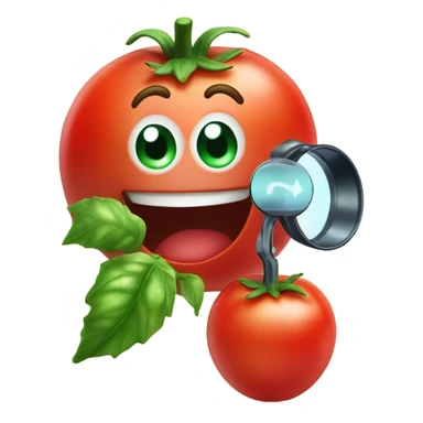 happy tomato with magnifying glass in hand sticker
