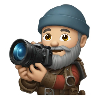 dwarf holding a camera in his hands sticker