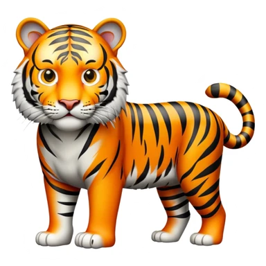 cinematic-tiger-realistic-full-body-standing-emoji,-massive-striped-frame-exuding-power-and-grace,-bold-orange-fur-with-thick-black-stripes,-head-tilted-dramatically,-piercing-yellow-eyes-focused-intensely,-simplified-yet-realistic-focused-features,-highly-detailed,-glowing-with-an-almost-sarcastic-glow sticker