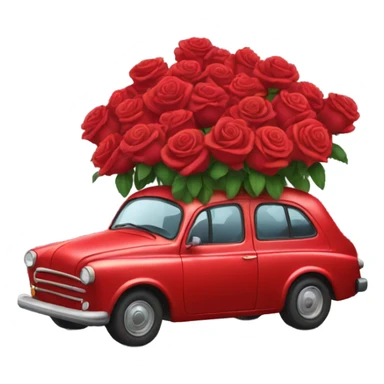 red car in the trunk many roses sticker