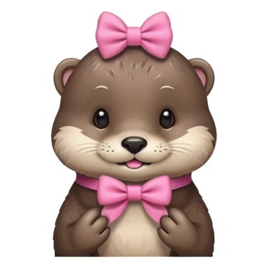 otter wearing a pink bow sticker