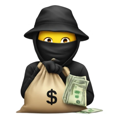 Robber emoji with cash bag sticker