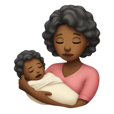 sad mother with newborn sticker