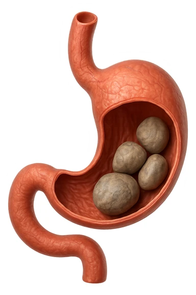 Sassi nello stomaco durante la digestione in 3d realistica sticker