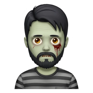 zombie in stripe gray  men long hair & bearded sticker