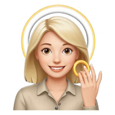 white woman making a video call with a ring light sticker