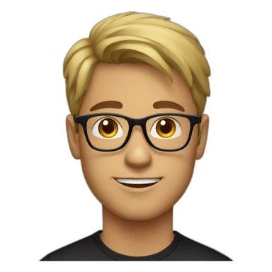 Young man in black t shirt with glasses sticker