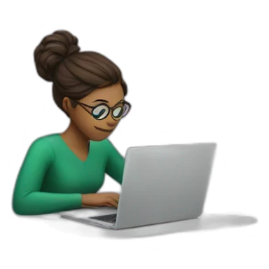 woman hiding behind a laptop with a infinity sticker on it sticker