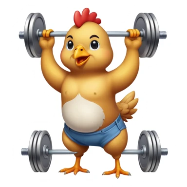 Chicken in pants lifting weight sticker