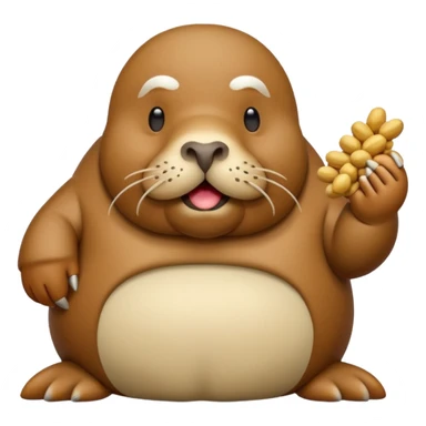 Walrus holding peanuts sticker
