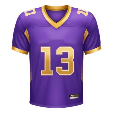 football jersey in purple and gold with number 13 on the front sticker