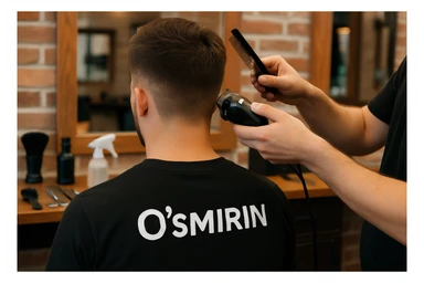 o'smirin bola qora futbolkada sartaroshxonada soch olayapti yuzi ko'rinmasin sticker