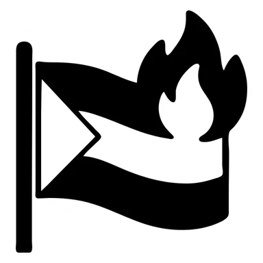 solid icon of the Palestine flag with fire, simple and bold sticker
