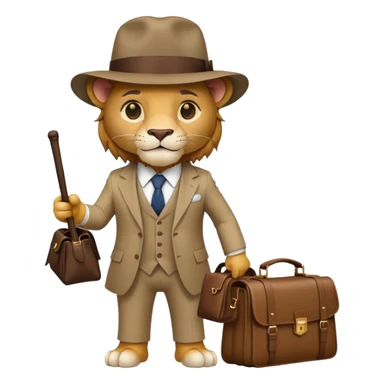 A lion with a bag and a bat, like a gangster  sticker
