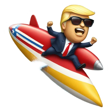 Donald j trump surfing on a rocket sticker