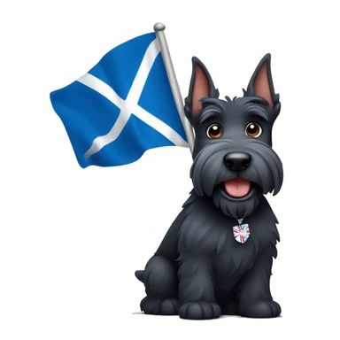 Scottish terrier dog cartoon holding scottish flag sticker
