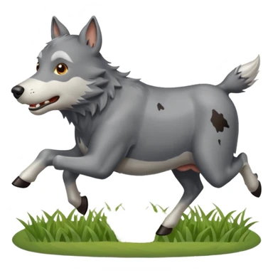 A wolf hunting a cow sticker