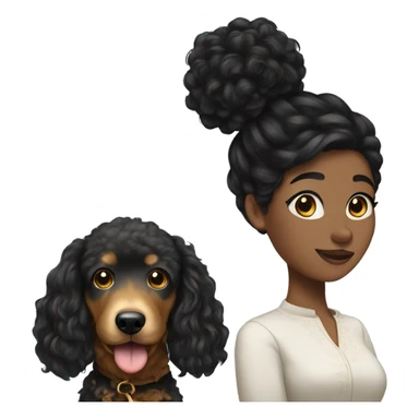 Women black hair with golden doodle sticker