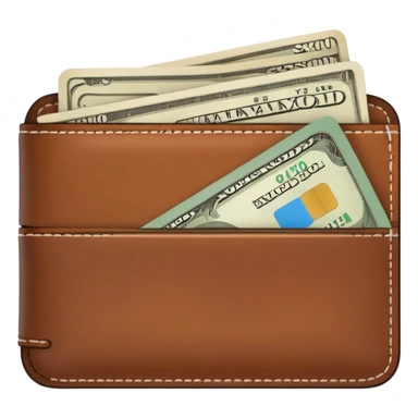 portefeuille marron avec quelques billets et carte bancaire sticker