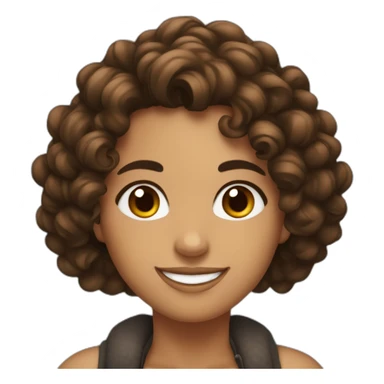 A latina with curly dark herd hair and brown eyes smiling sticker