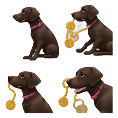 Chocolate labrador playing with long black hair ringe woman sticker