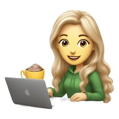 White girl ux designer Lithuanian style with MacBook and cocoa  sticker
