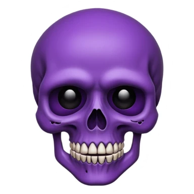 Generate a gothic style emoji of a skull face, in dark purple sticker