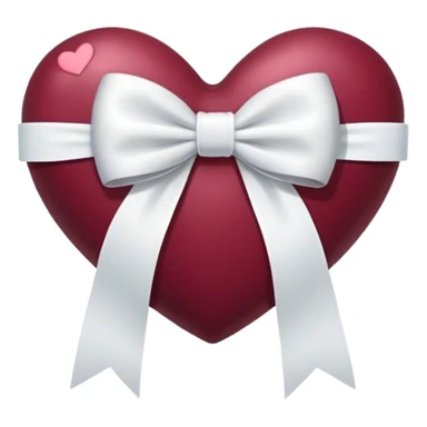 burgundy  heart white white bow sticker