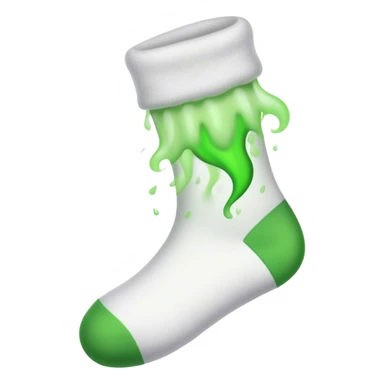 White sock with stink green steam sticker