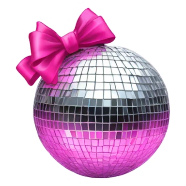 silver disco ball with pink bow on top sticker