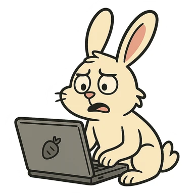 bunny with a laptop sticker