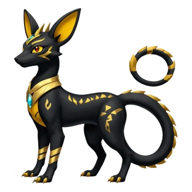 Shiny 4-legged Umbreon-Anubis-Salandit-Zeraora-fusion, full body sticker