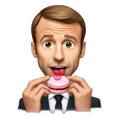 Emmanuel Macron who eats a macaroon sticker